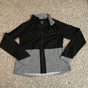 Black and gray windbreaker